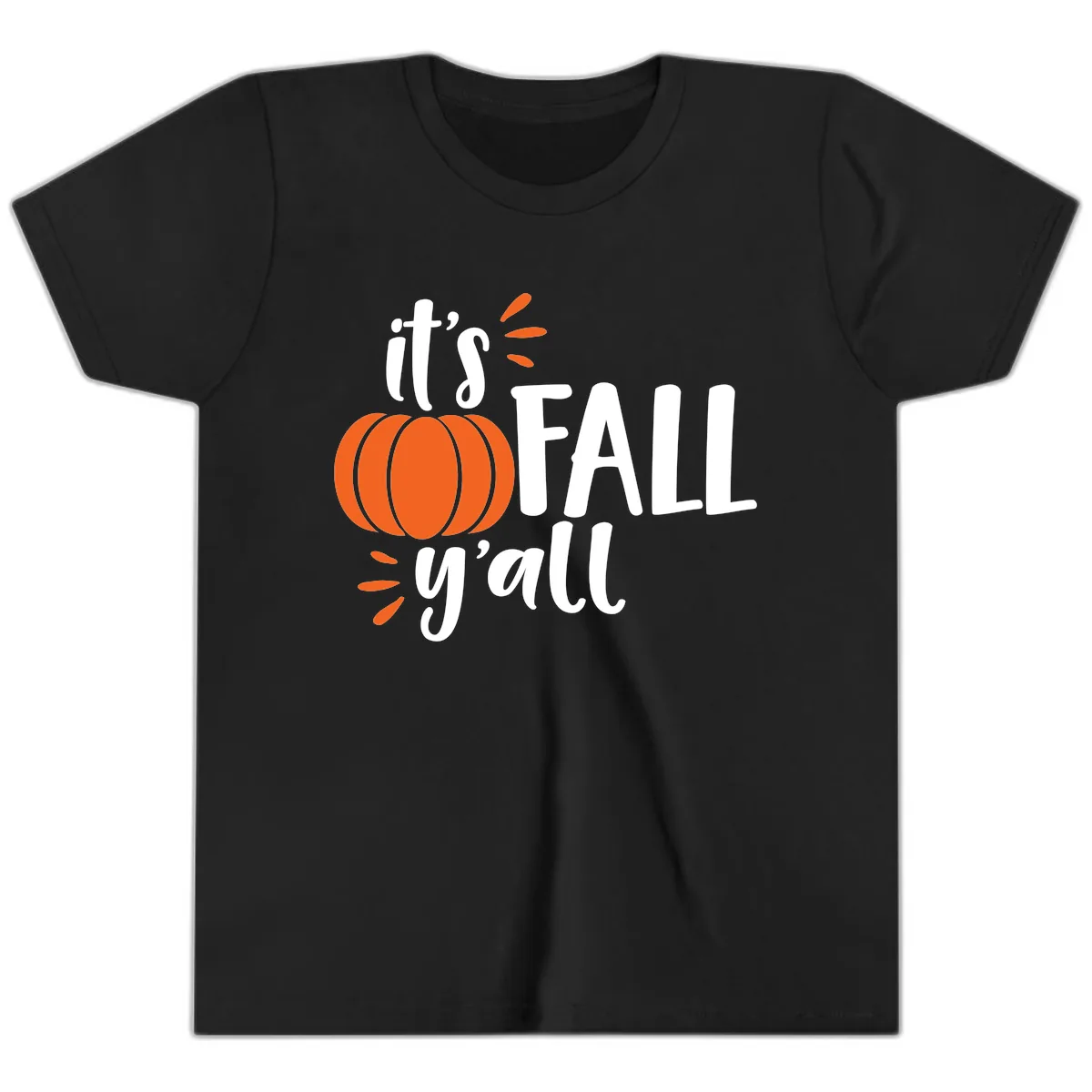 It's Fall Y'all Pumpkin Graphic Youth T-Shirt in Black