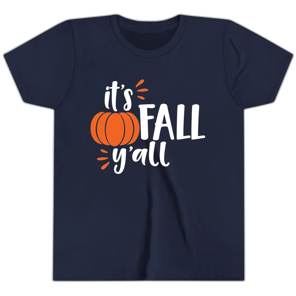 It's Fall Y'all Pumpkin Graphic Youth T-Shirt in Navy