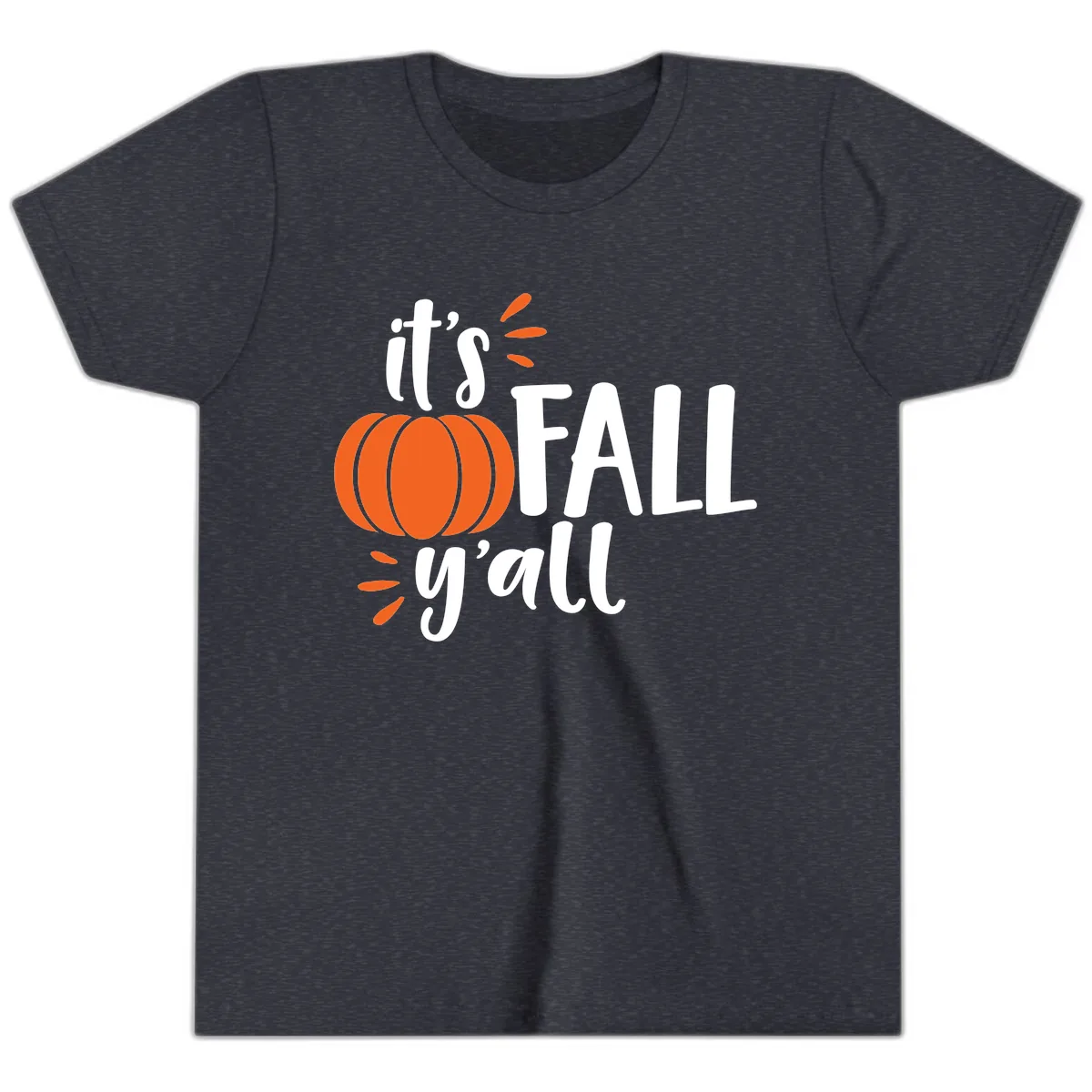 It's Fall Y'all Pumpkin Graphic Youth T-Shirt in Heather Navy