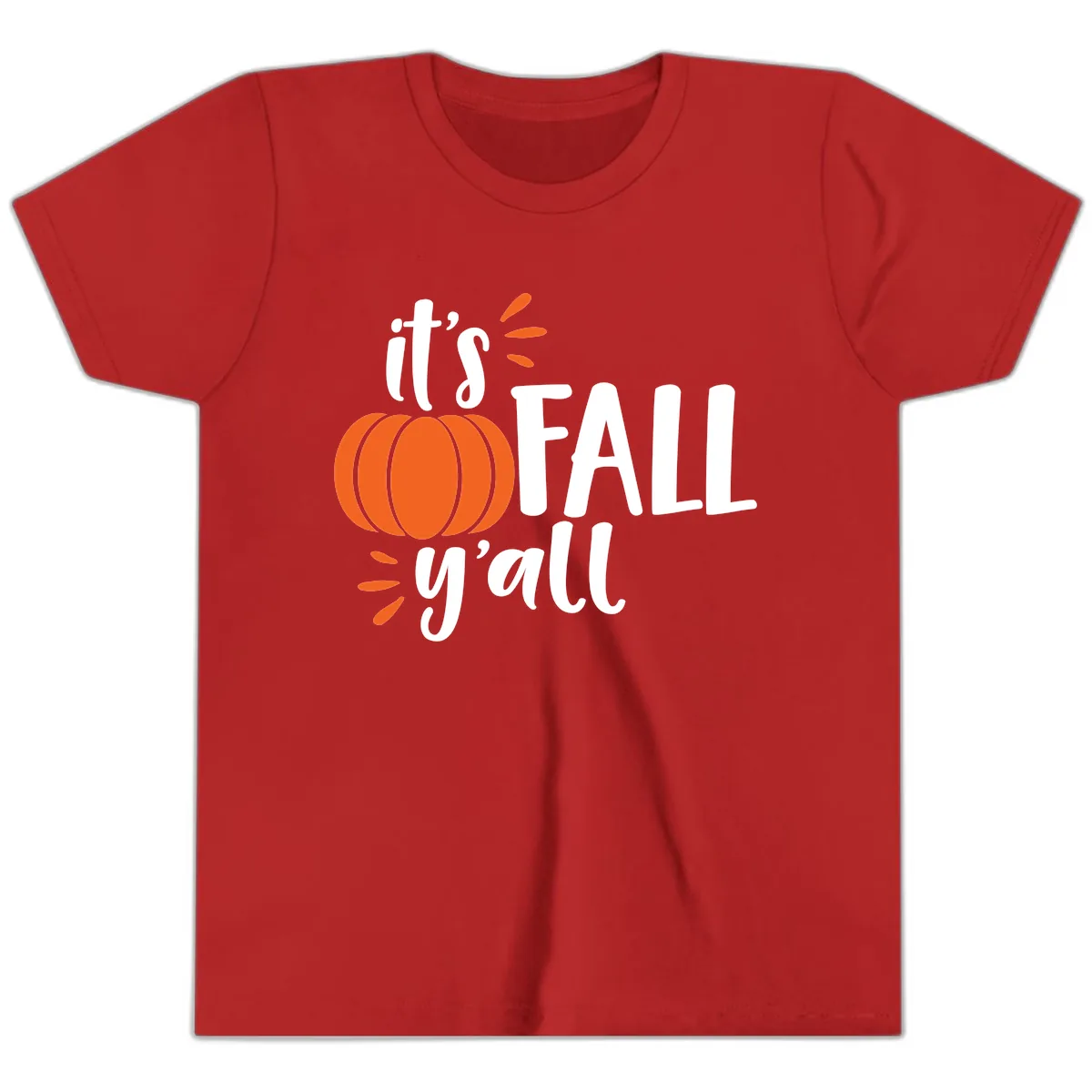 It's Fall Y'all Pumpkin Graphic Youth T-Shirt in Red