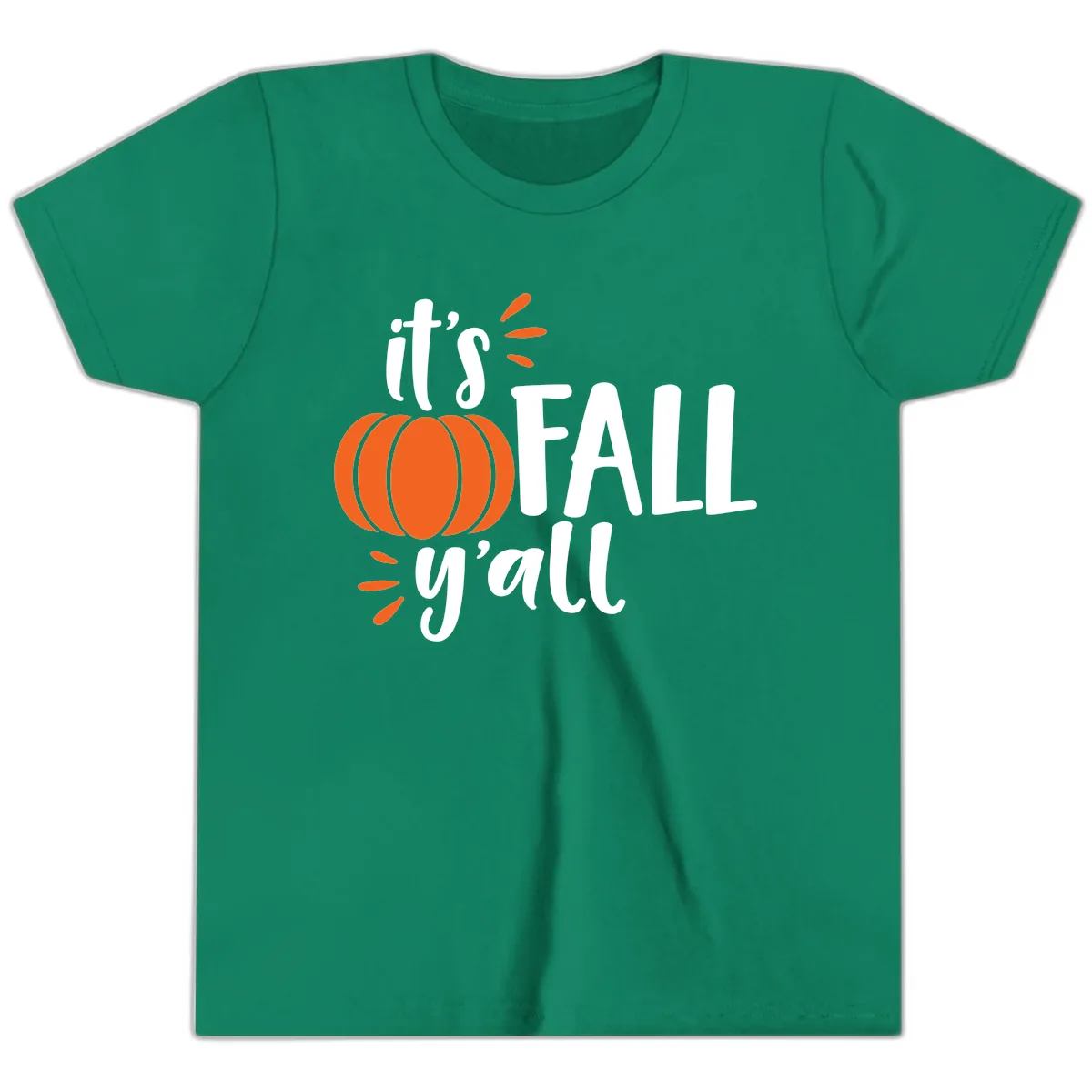 It's Fall Y'all Pumpkin Graphic Youth T-Shirt in Kelly