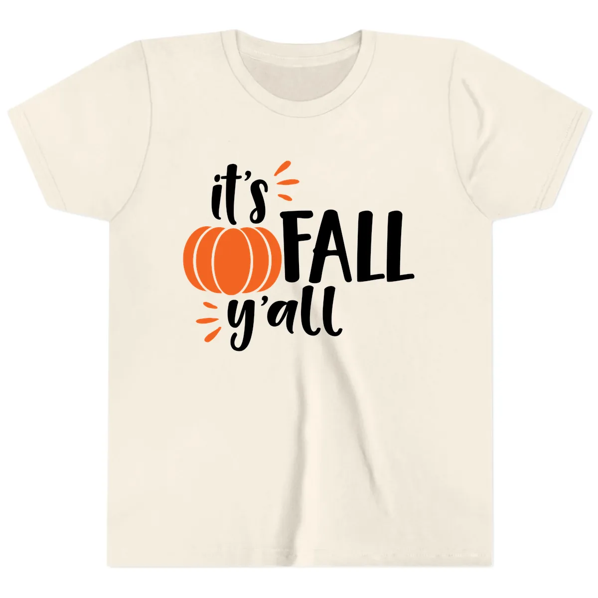 It's Fall Y'all Pumpkin Graphic Youth T-Shirt in Natural