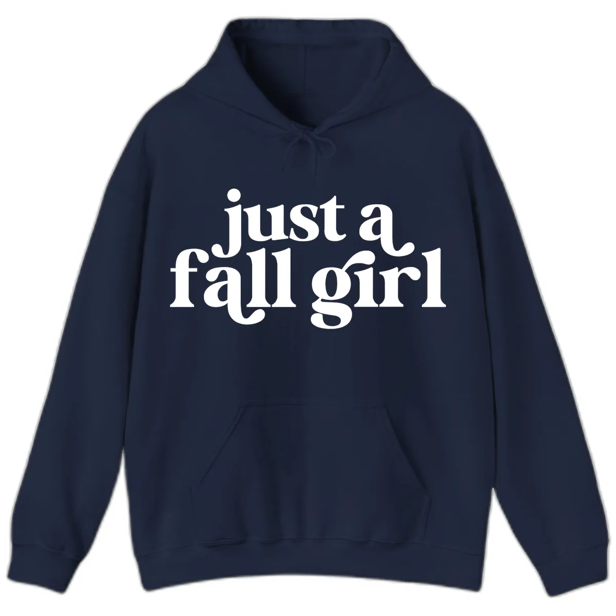Just A Fall Girl Typography Hoodie in Navy