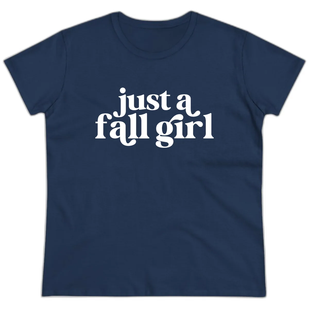 Just A Fall Girl Typography Ladies Tee in Navy