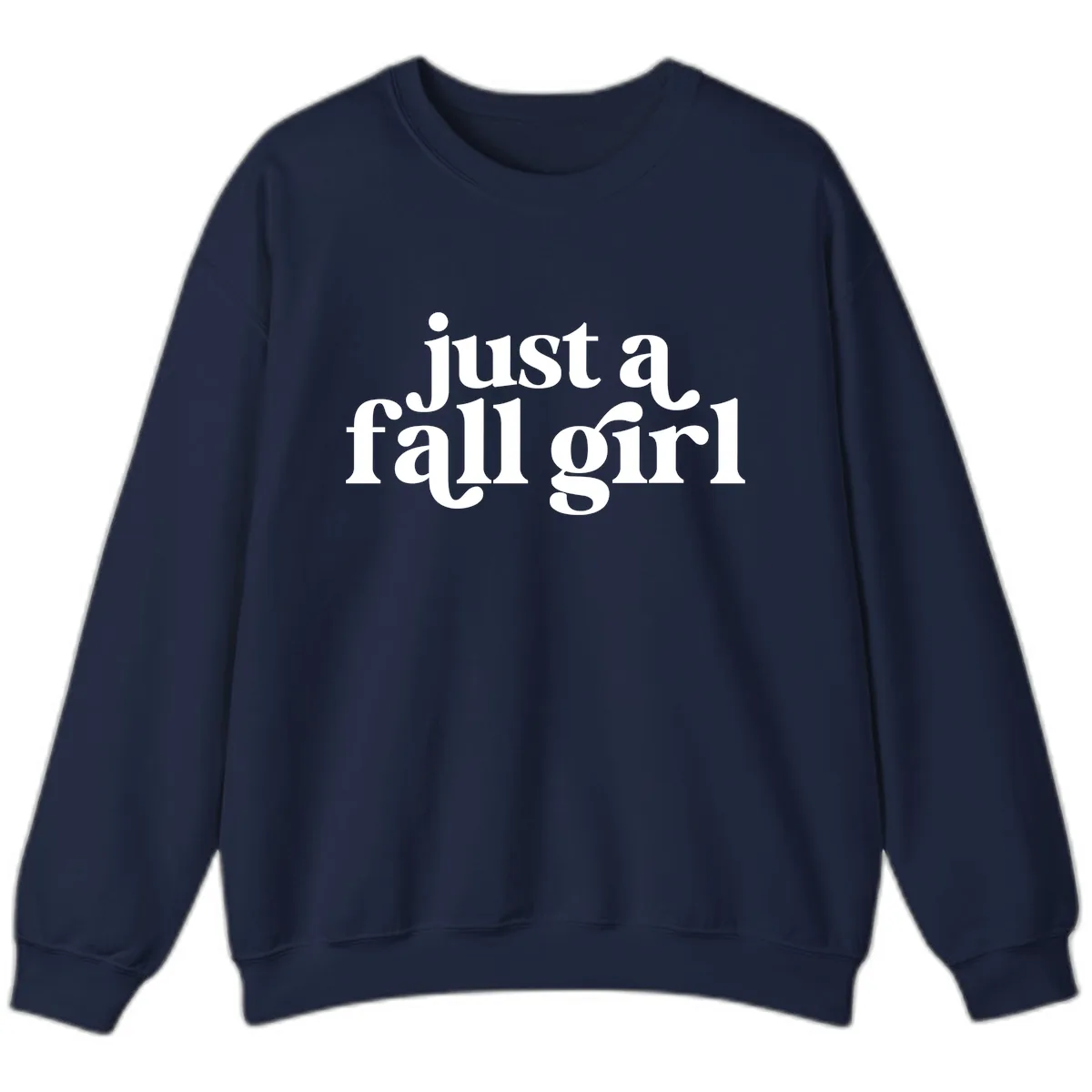 Just A Fall Girl Typography Sweatshirt in Navy