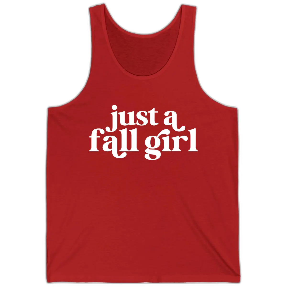 Just A Fall Girl Typography Tank in Red
