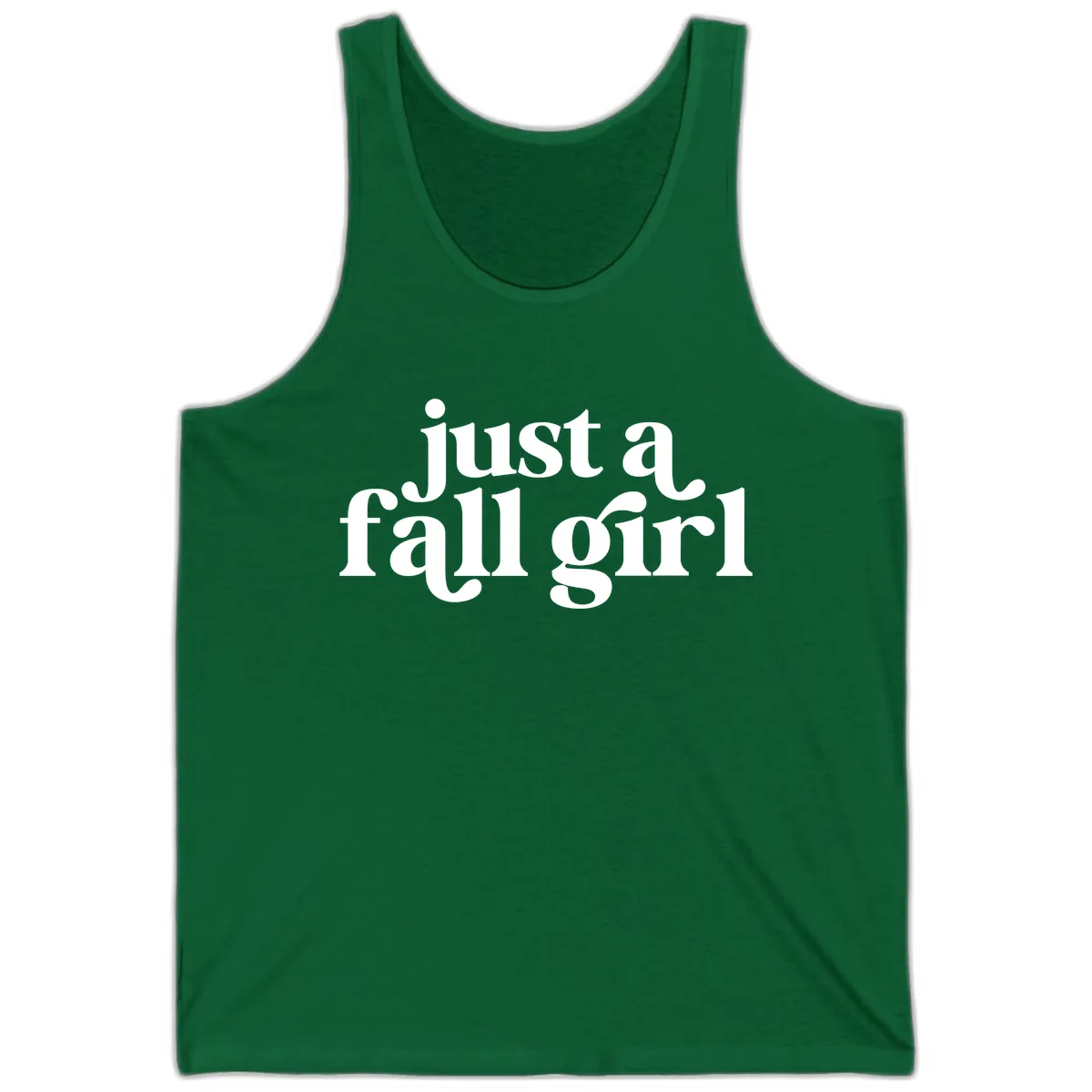 Just A Fall Girl Typography Tank in Kelly