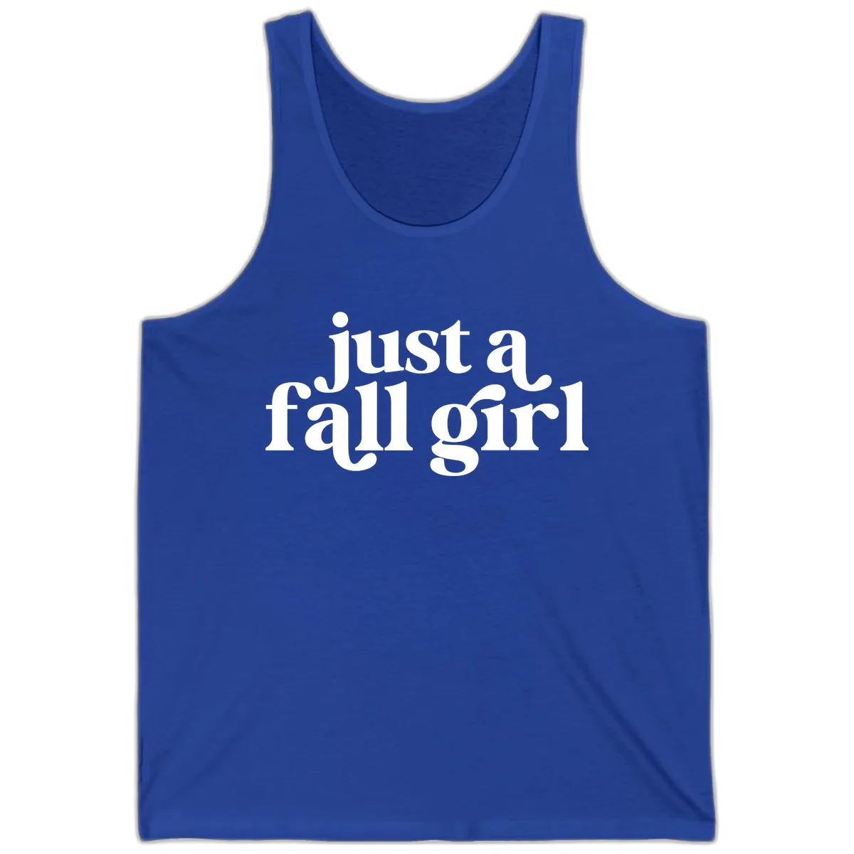 Just A Fall Girl Typography Tank in True Royal