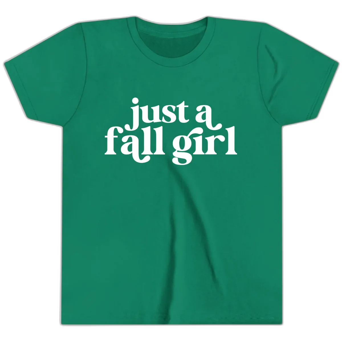 Just A Fall Girl Typography Youth T-Shirt in Kelly