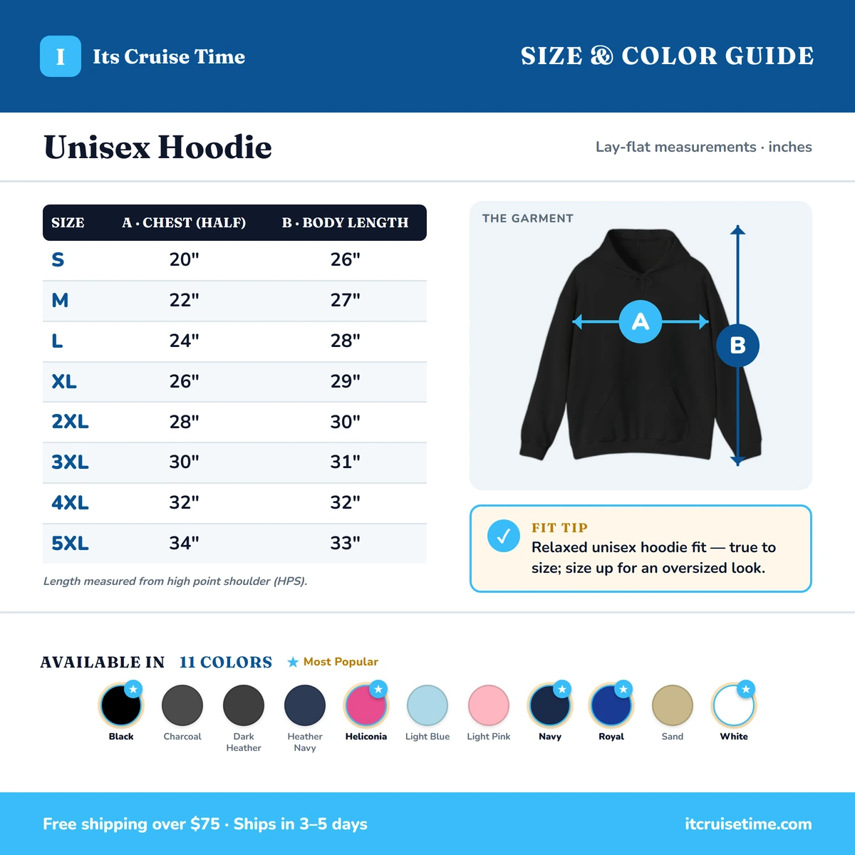 Hoodie size & color guide