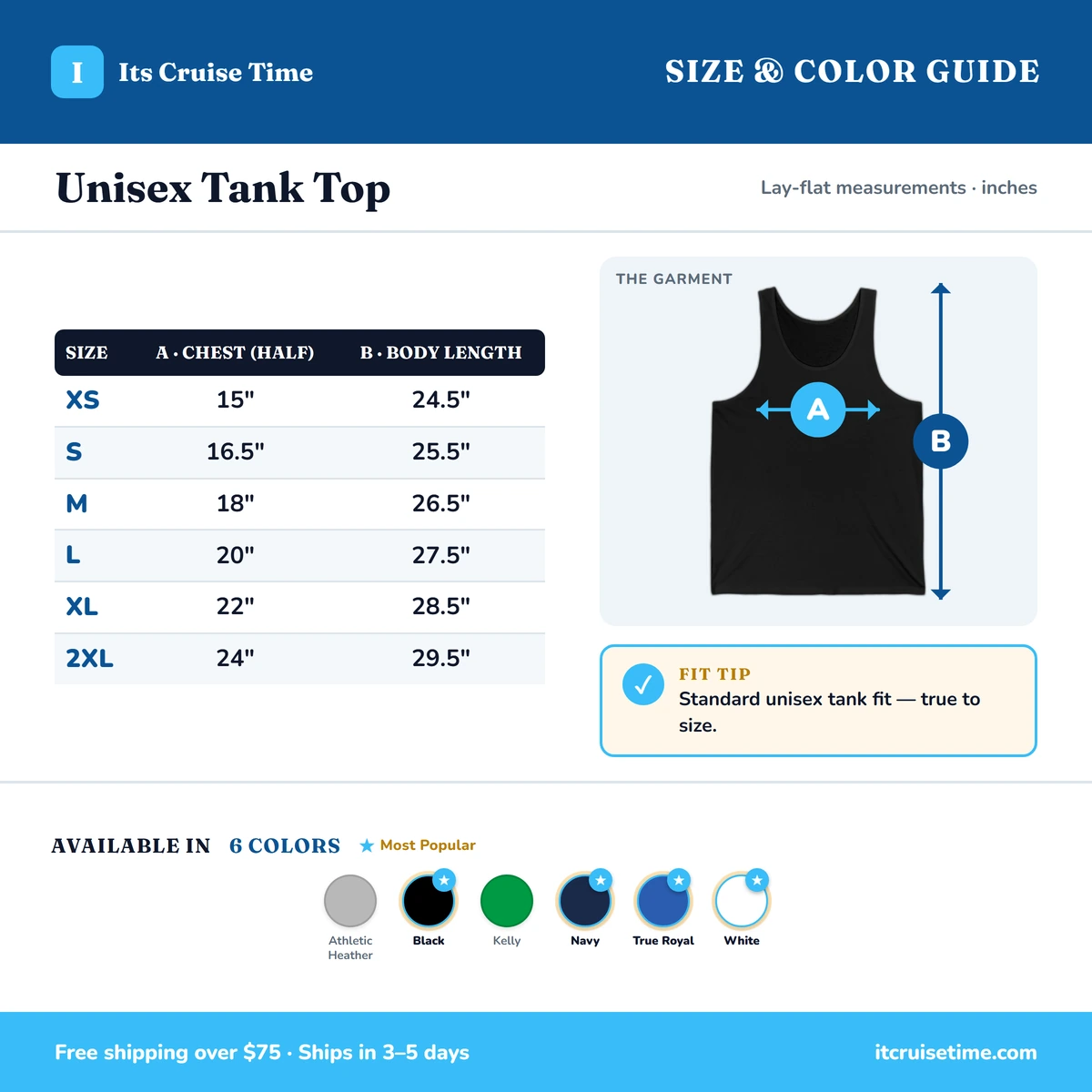 Tank size & color guide
