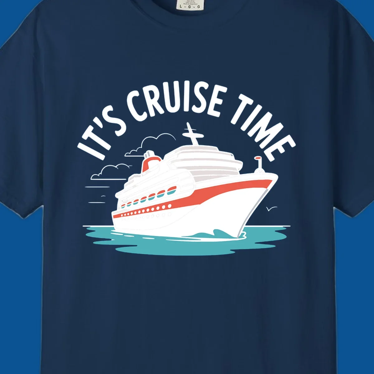 Cruise ship sailing on water with text 'IT'S CRUISE TIME' - cruise-ship-excitement