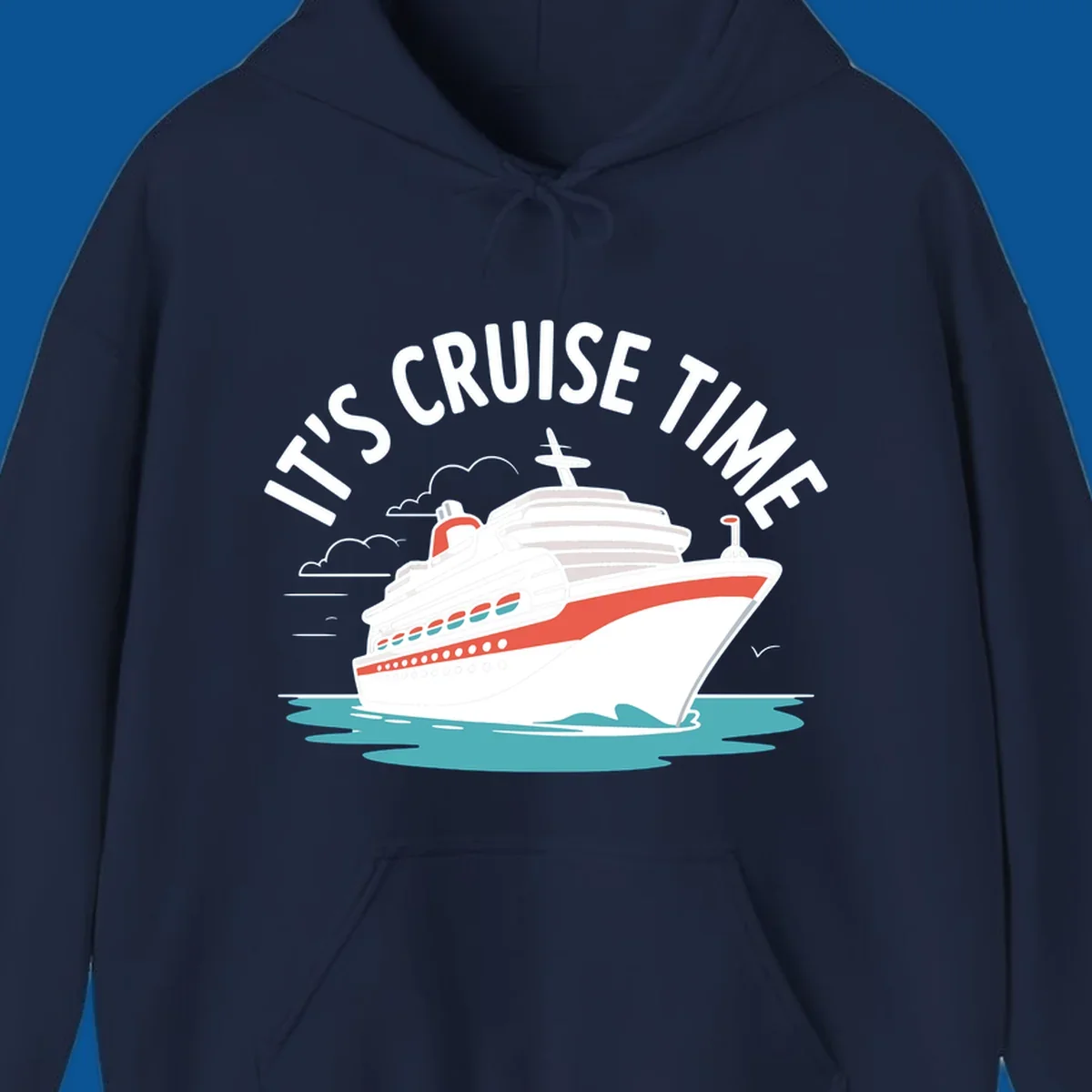 Cruise ship sailing on water with text 'IT'S CRUISE TIME' - cruise-ship-excitement