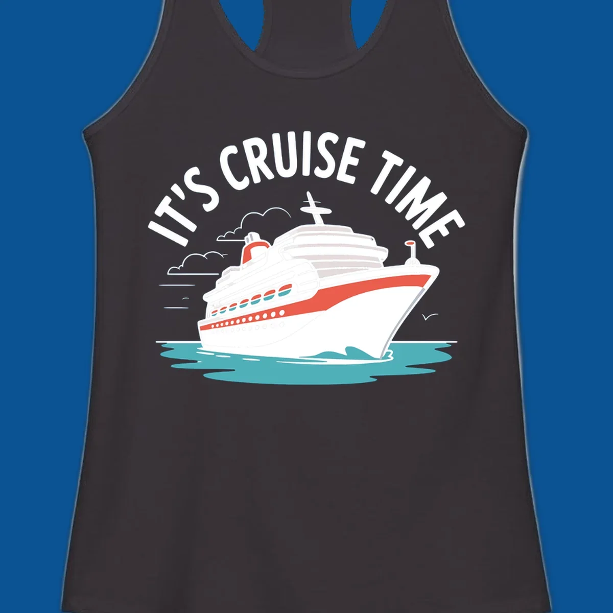 Cruise ship sailing on water with text 'IT'S CRUISE TIME' - cruise-ship-excitement