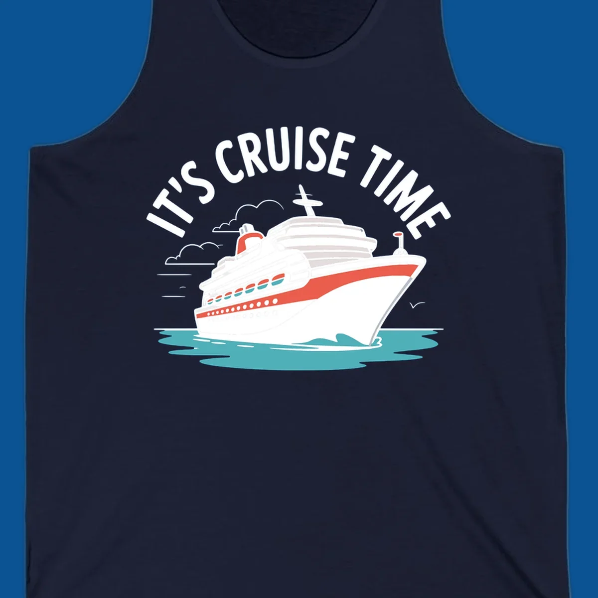 Cruise ship sailing on water with text 'IT'S CRUISE TIME' - cruise-ship-excitement