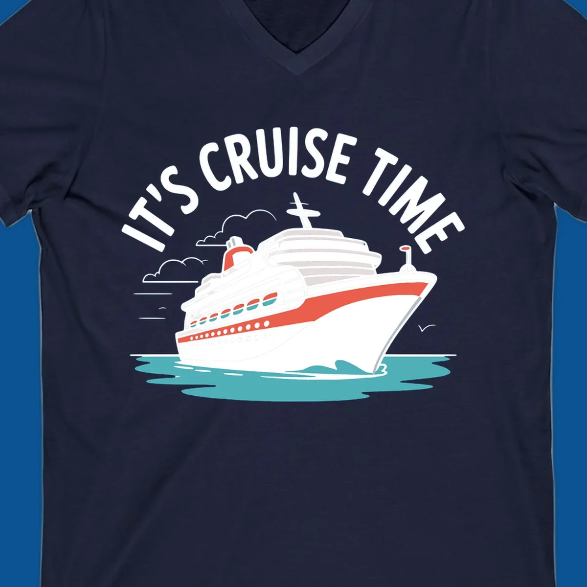 Cruise ship sailing on water with text 'IT'S CRUISE TIME' - cruise-ship-excitement