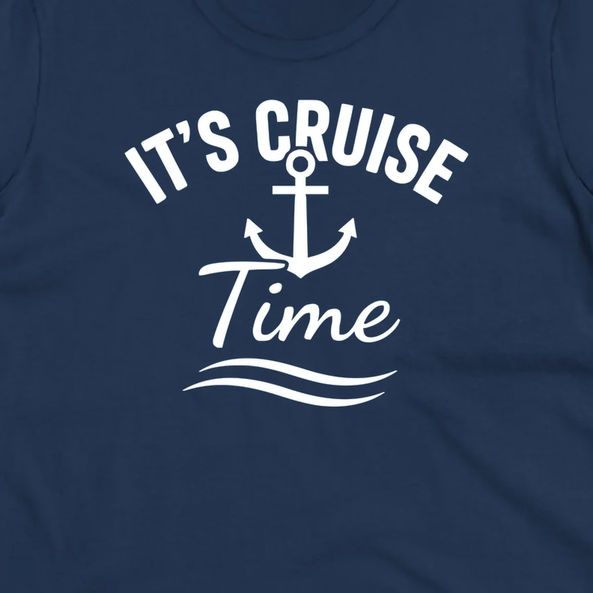 Its Cruise Time anchor graphic with text and waves