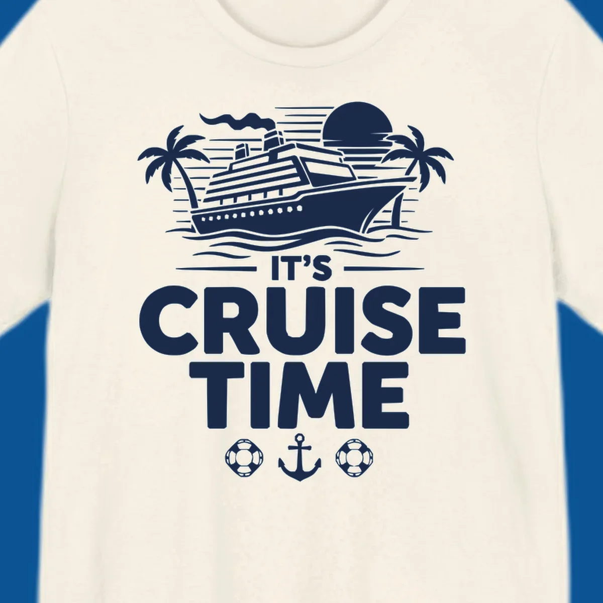 Its Cruise Time graphic with a cruise ship, palm trees, and text.