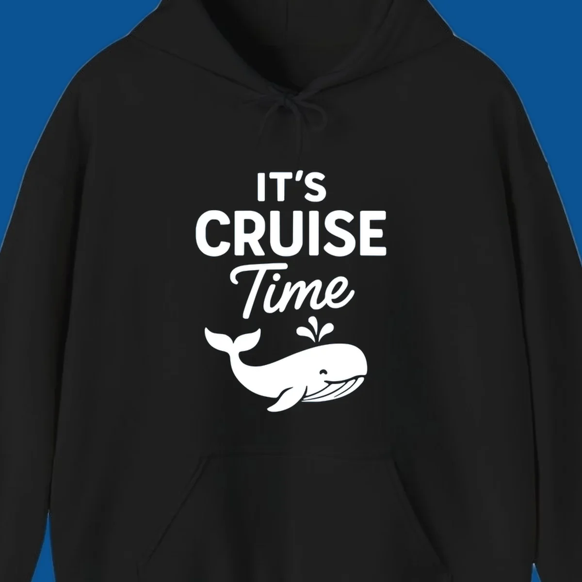 It's Cruise Time text with a whale illustration, excited for a cruise.