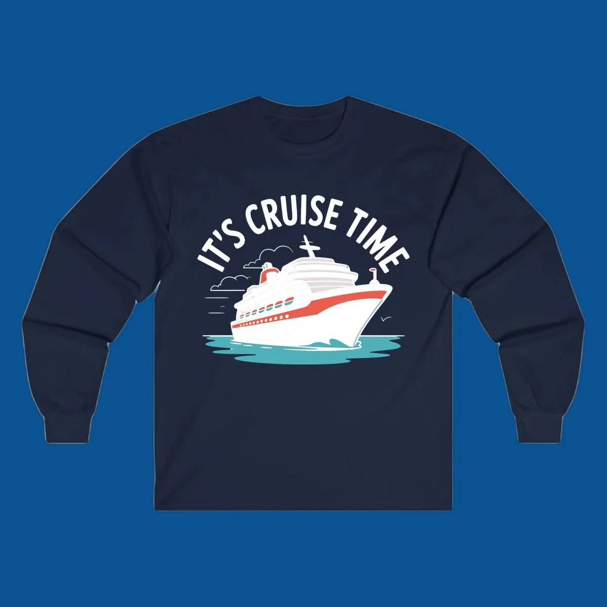 Cruise ship sailing on water with text 'IT'S CRUISE TIME' - cruise-ship-excitement