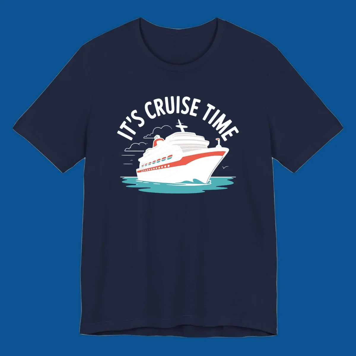 Cruise ship sailing on water with text 'IT'S CRUISE TIME' - cruise-ship-excitement