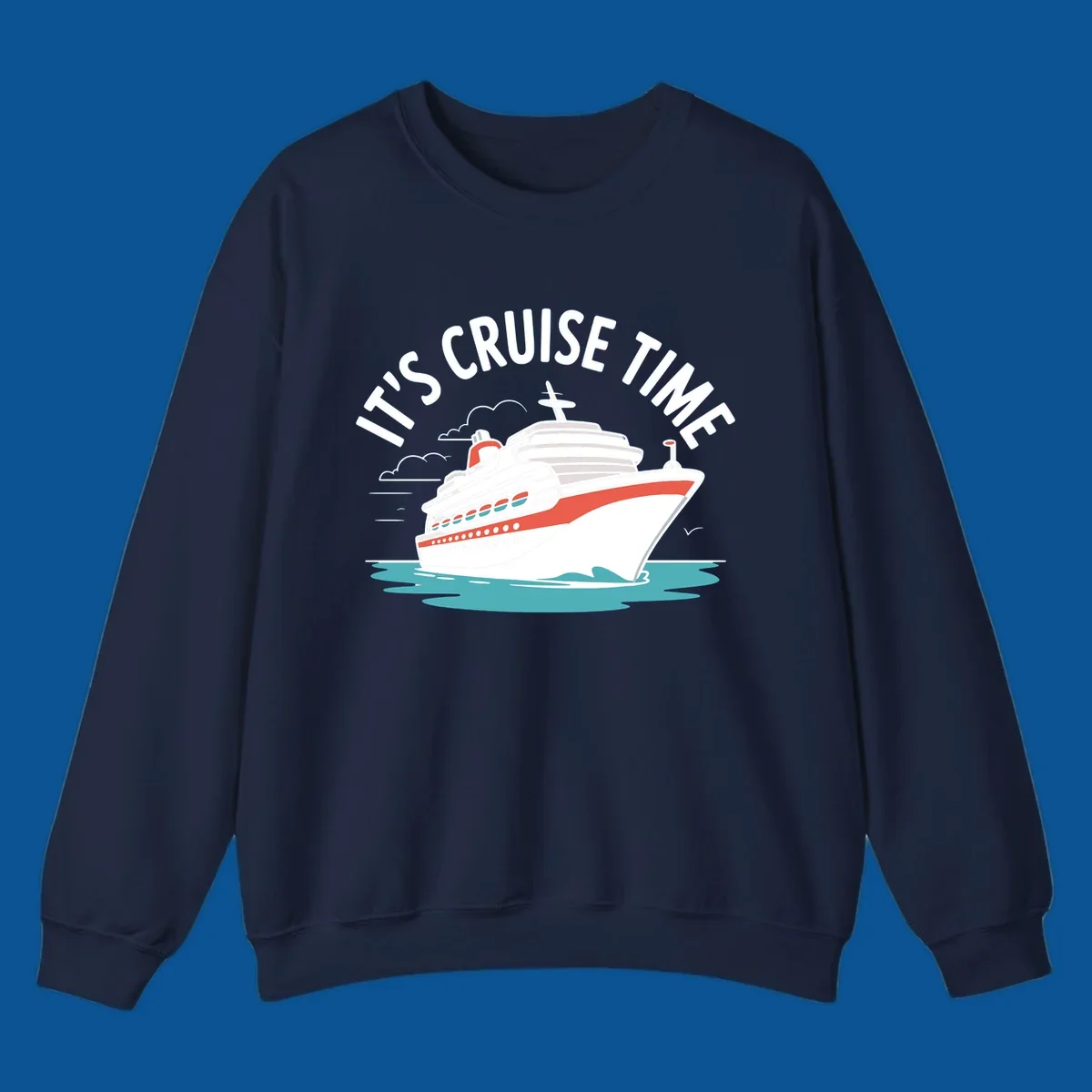 Cruise ship sailing on water with text 'IT'S CRUISE TIME' - cruise-ship-excitement