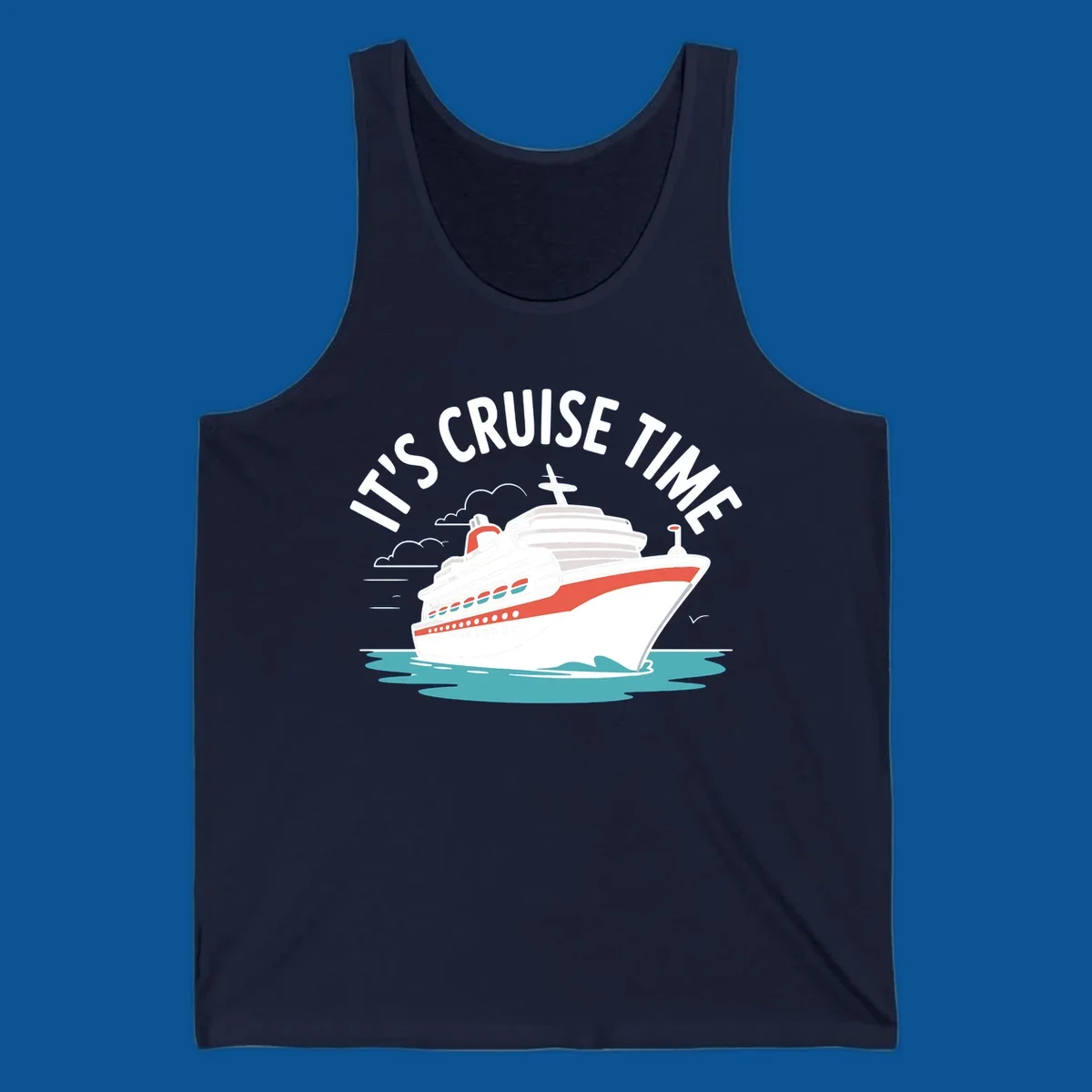 Cruise ship sailing on water with text 'IT'S CRUISE TIME' - cruise-ship-excitement