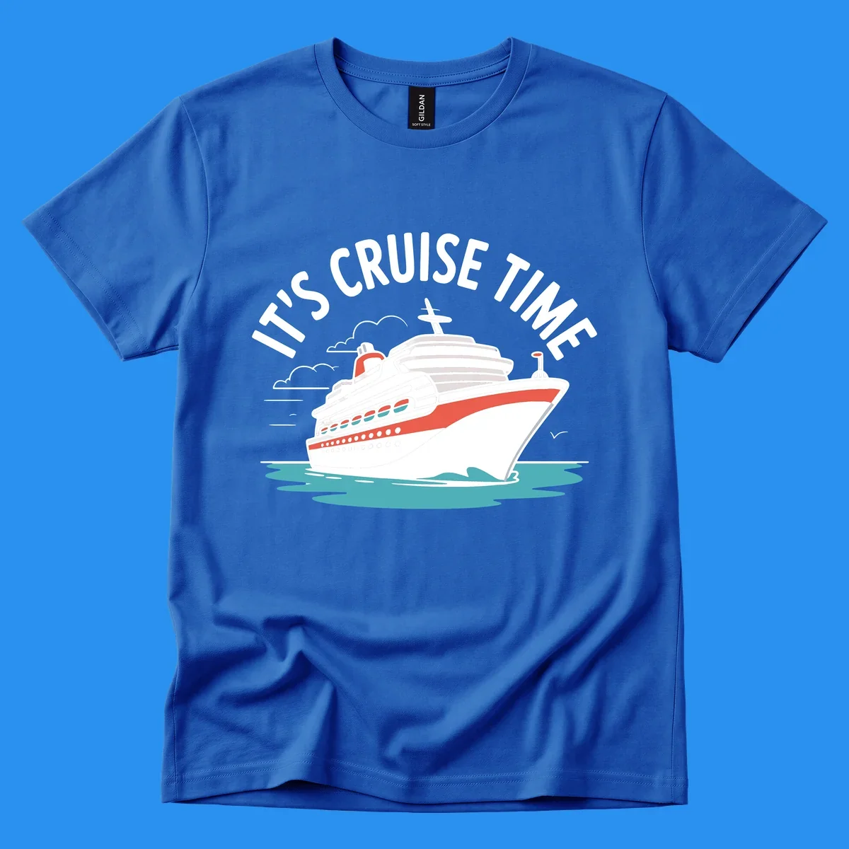 Cruise ship sailing on water with text 'IT'S CRUISE TIME' - cruise-ship-excitement