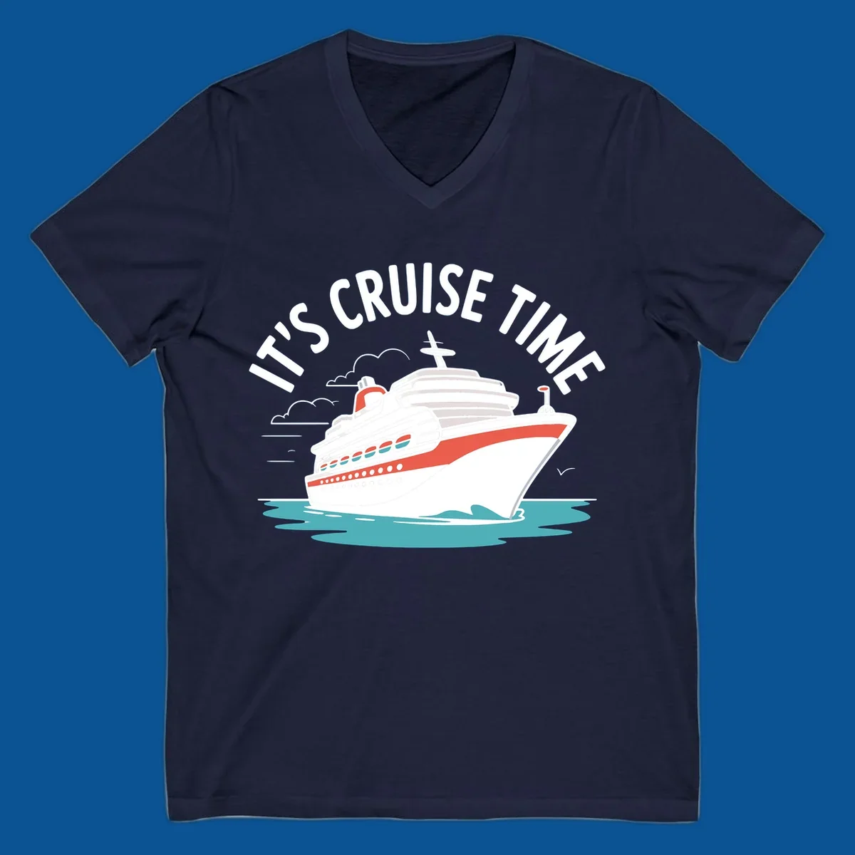 Cruise ship sailing on water with text 'IT'S CRUISE TIME' - cruise-ship-excitement