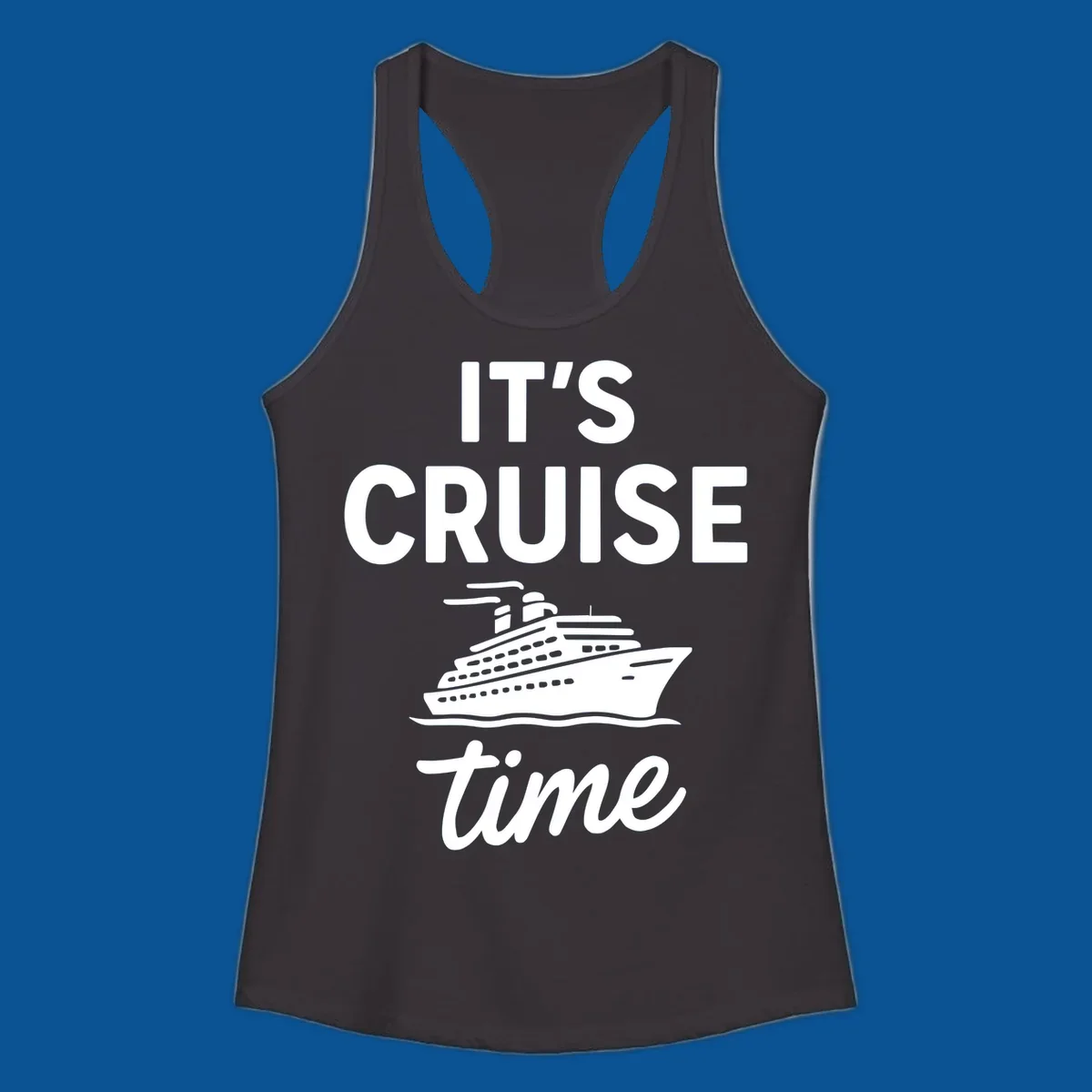 It's Cruise Time graphic with cruise ship illustration and bold text.