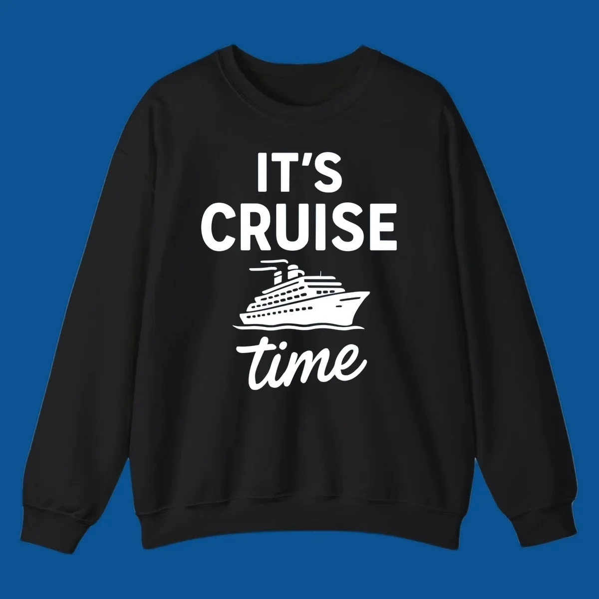 It's Cruise Time graphic with cruise ship illustration and bold text.