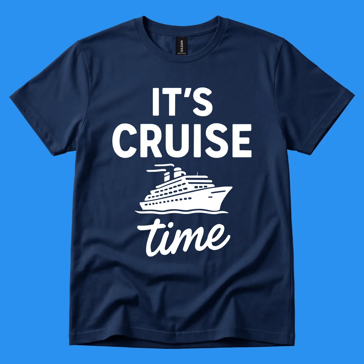It's Cruise Time graphic with cruise ship illustration and bold text.