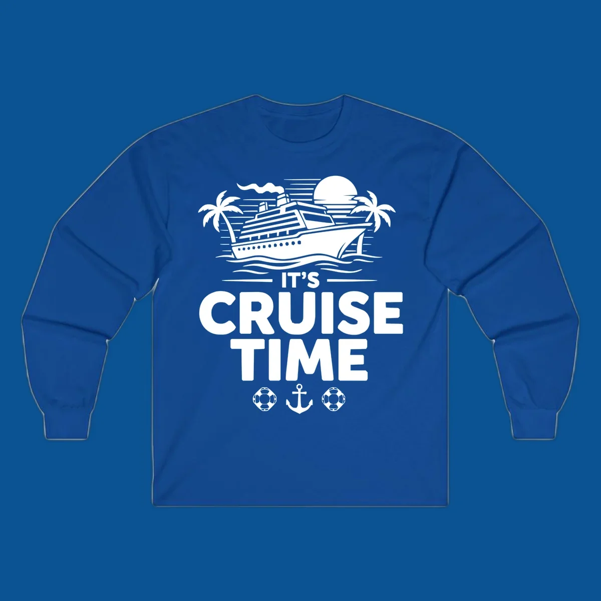Its Cruise Time graphic with a cruise ship, palm trees, and text.
