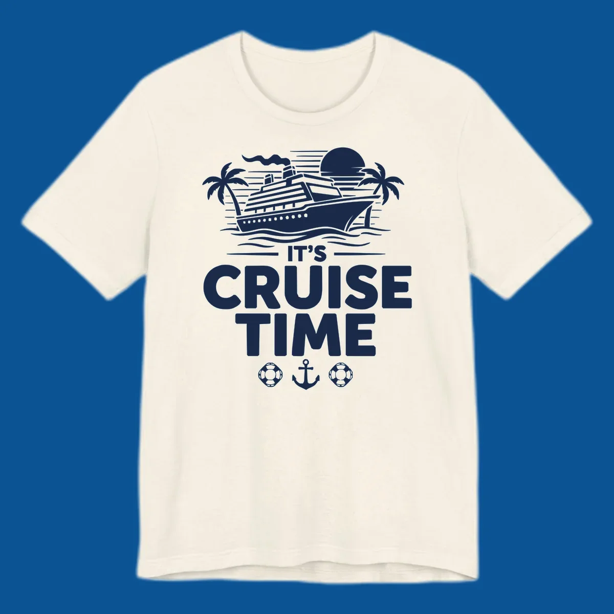 Its Cruise Time graphic with a cruise ship, palm trees, and text.