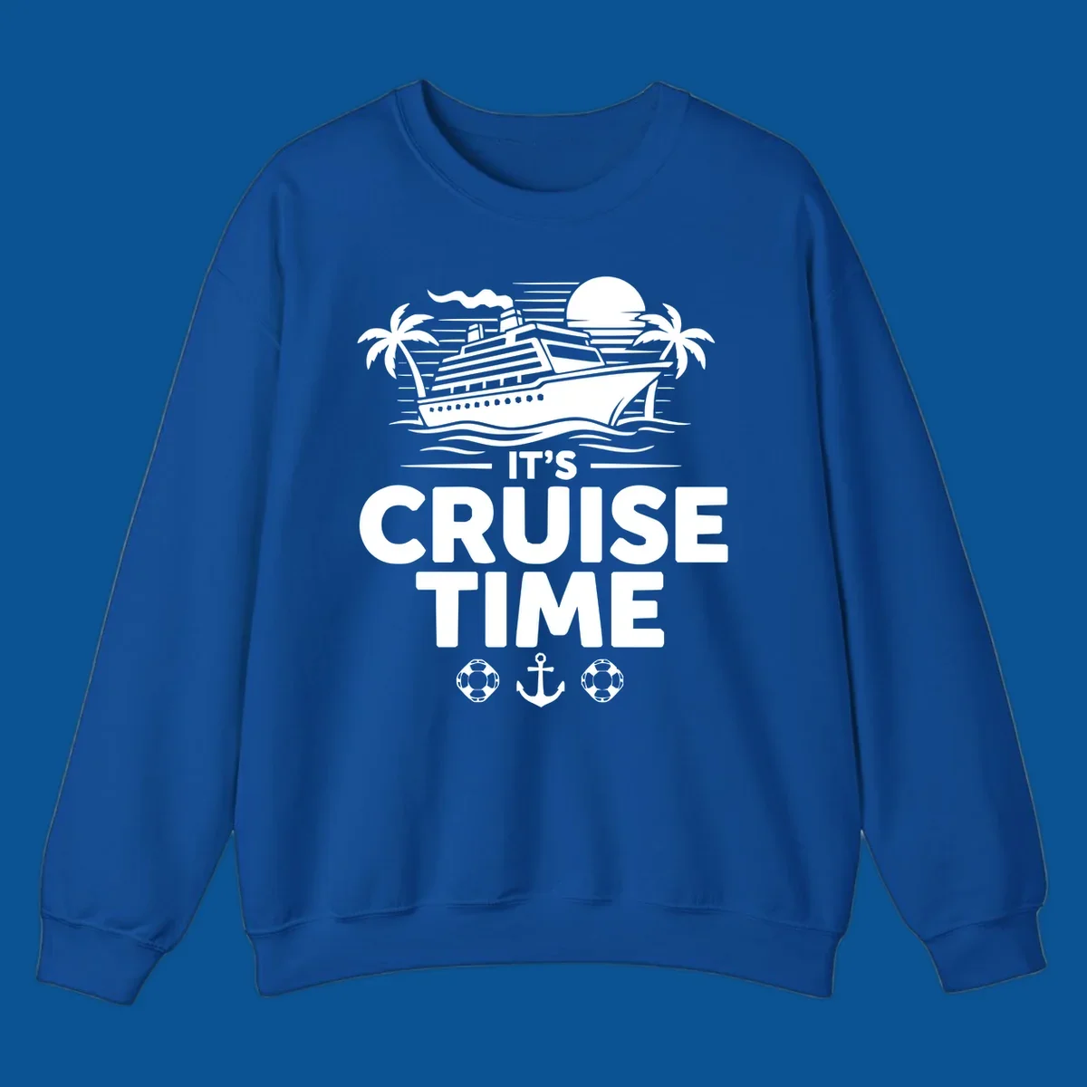 Its Cruise Time graphic with a cruise ship, palm trees, and text.
