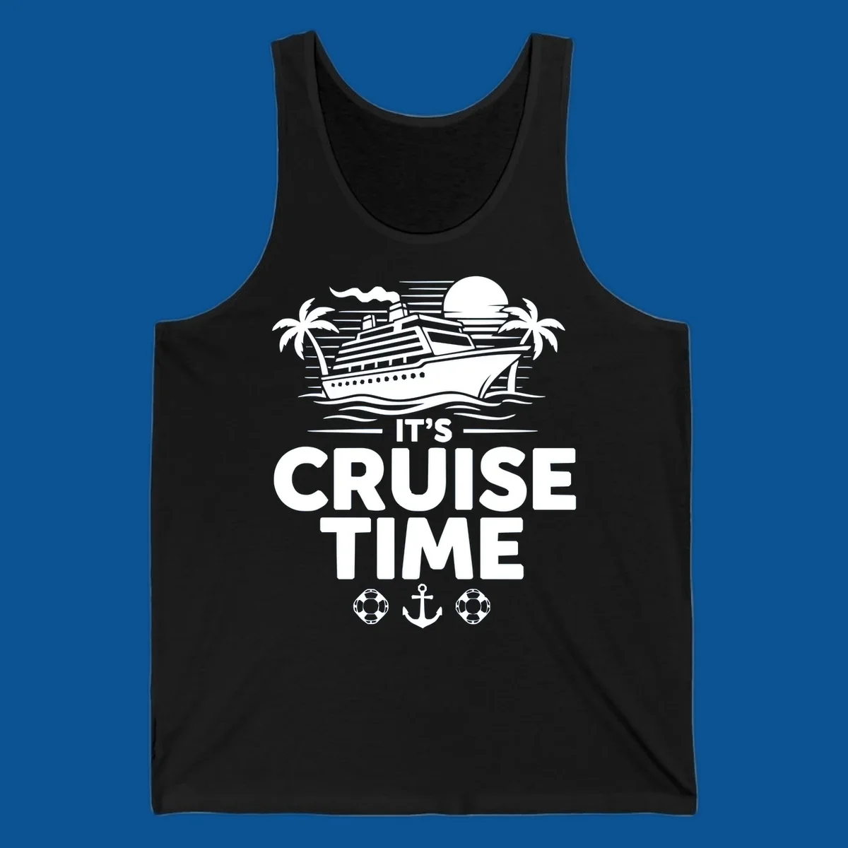 Its Cruise Time graphic with a cruise ship, palm trees, and text.