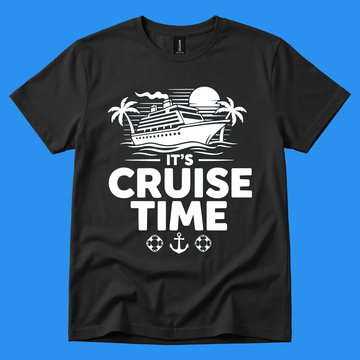 Its Cruise Time graphic with a cruise ship, palm trees, and text.