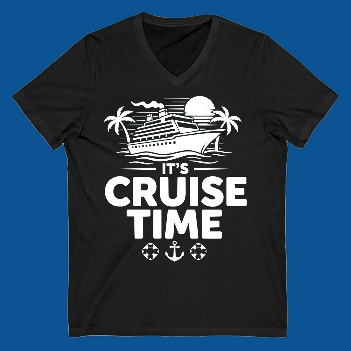 Its Cruise Time graphic with a cruise ship, palm trees, and text.
