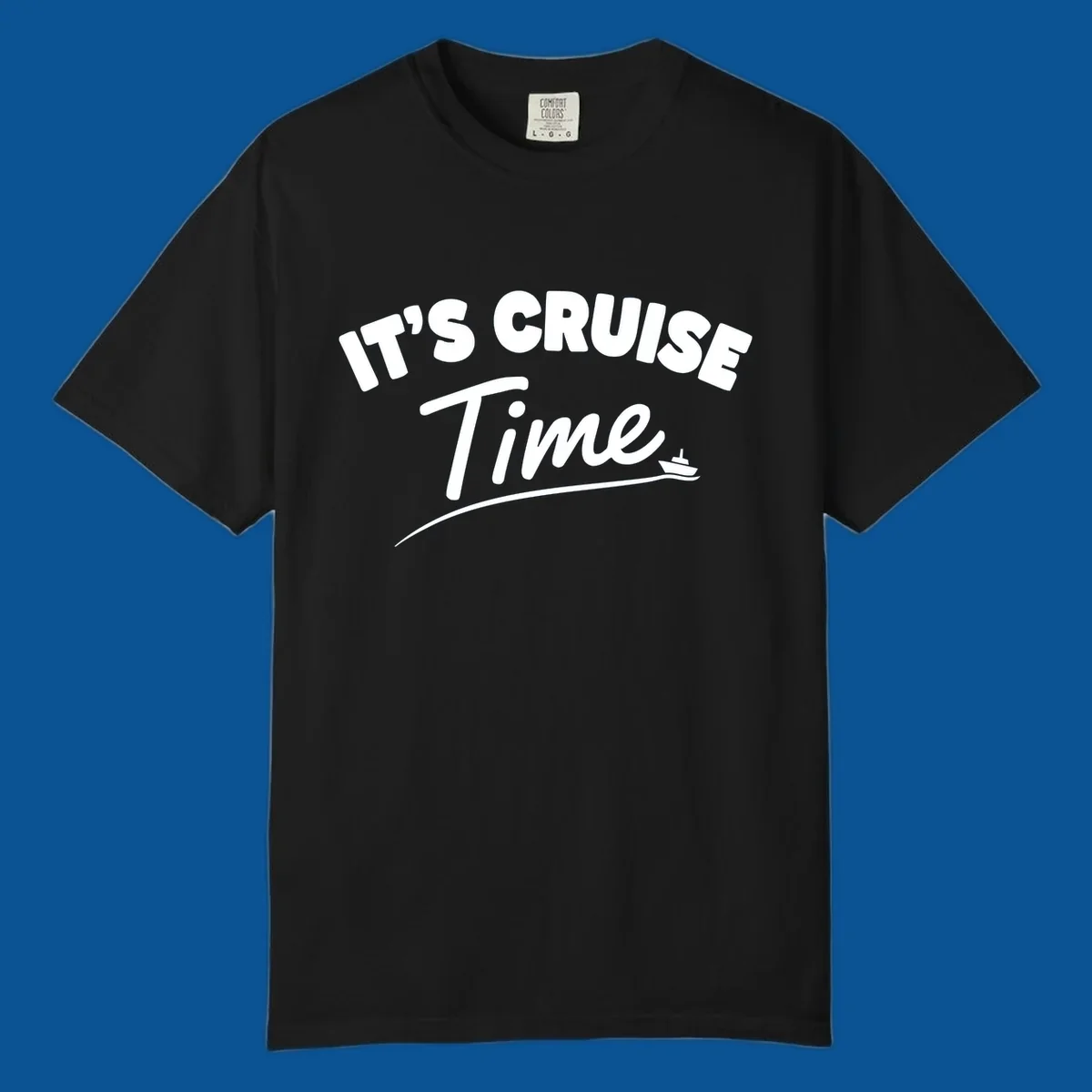 Text 'IT'S CRUISE Time' with a small boat graphic, celebrating cruise time.