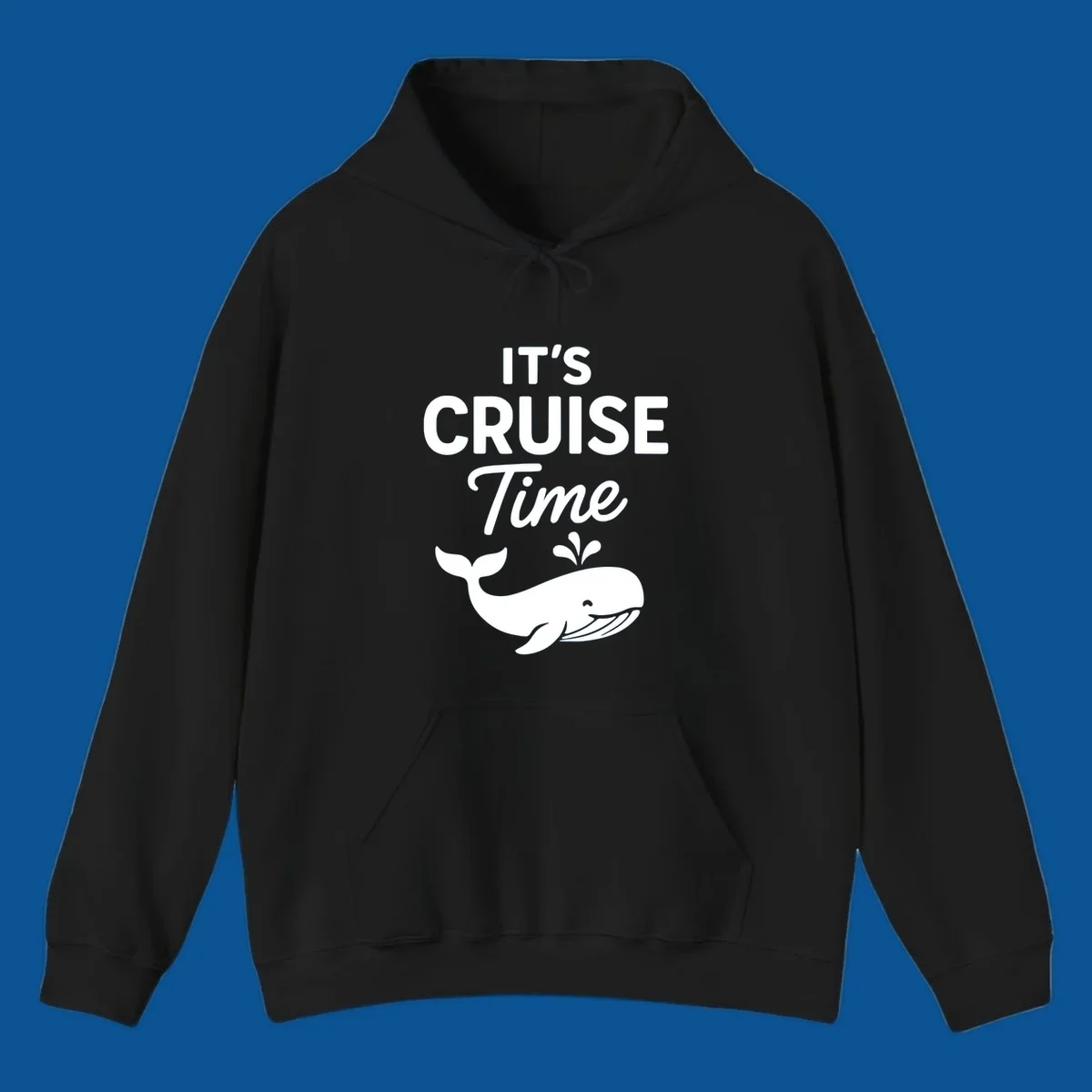 It's Cruise Time text with a whale illustration, excited for a cruise.