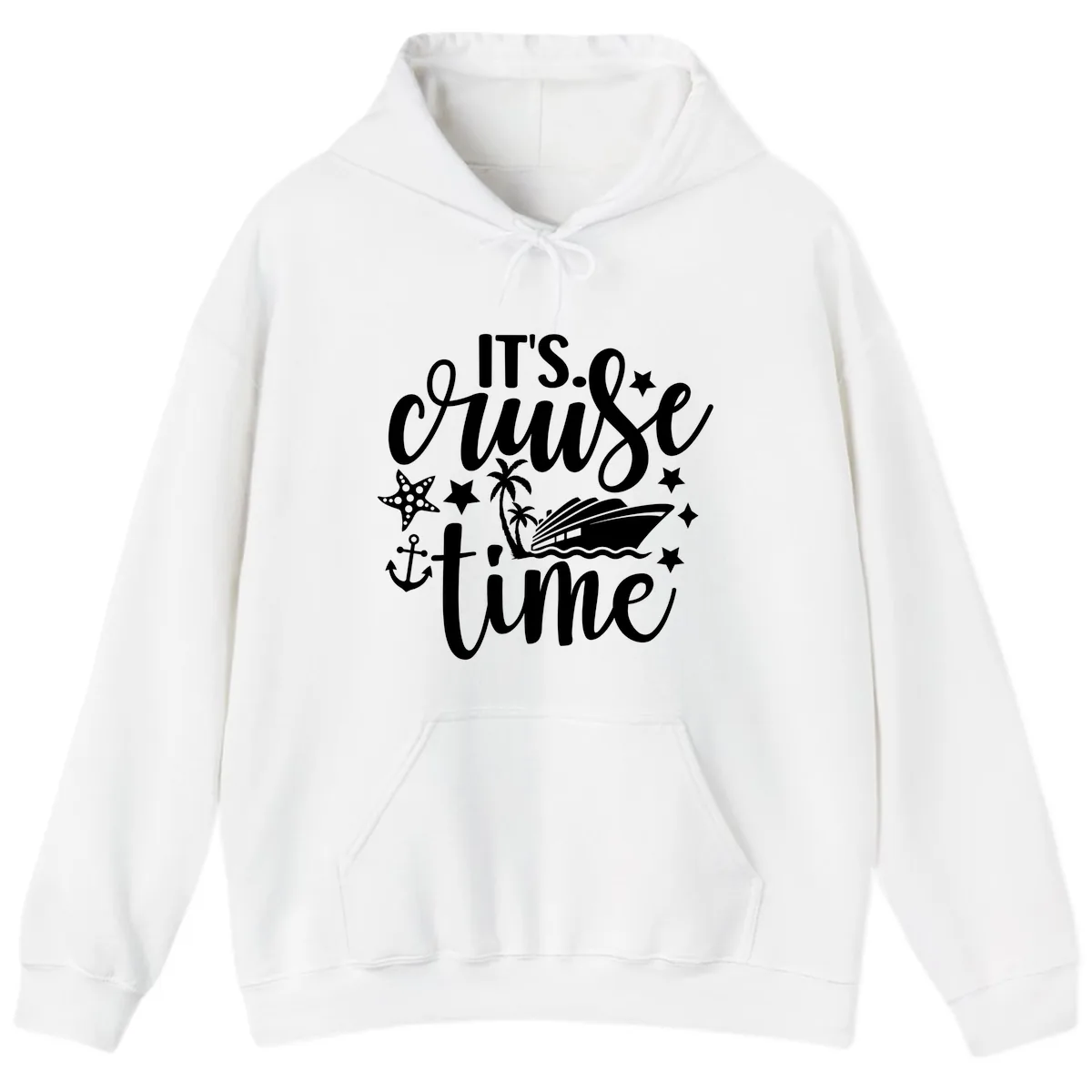 It's Cruise Time Design Hoodie in White