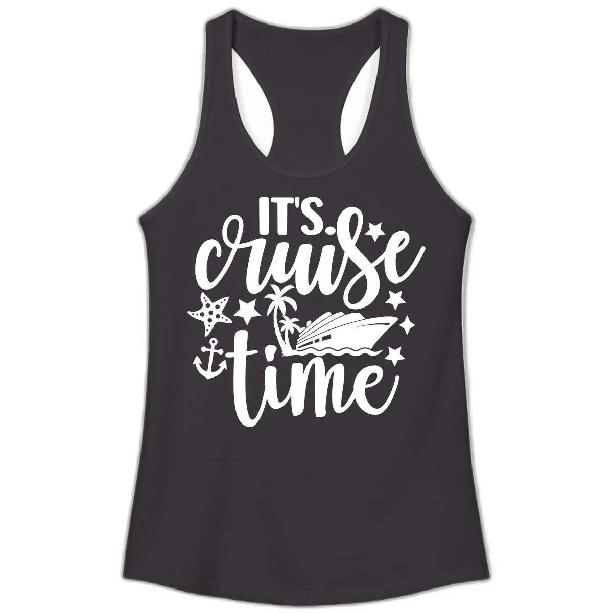 It's Cruise Time Design Ladies Tank in Black