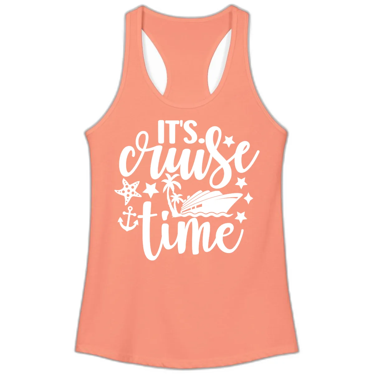 It's Cruise Time Design Ladies Tank in Solid Light Orange