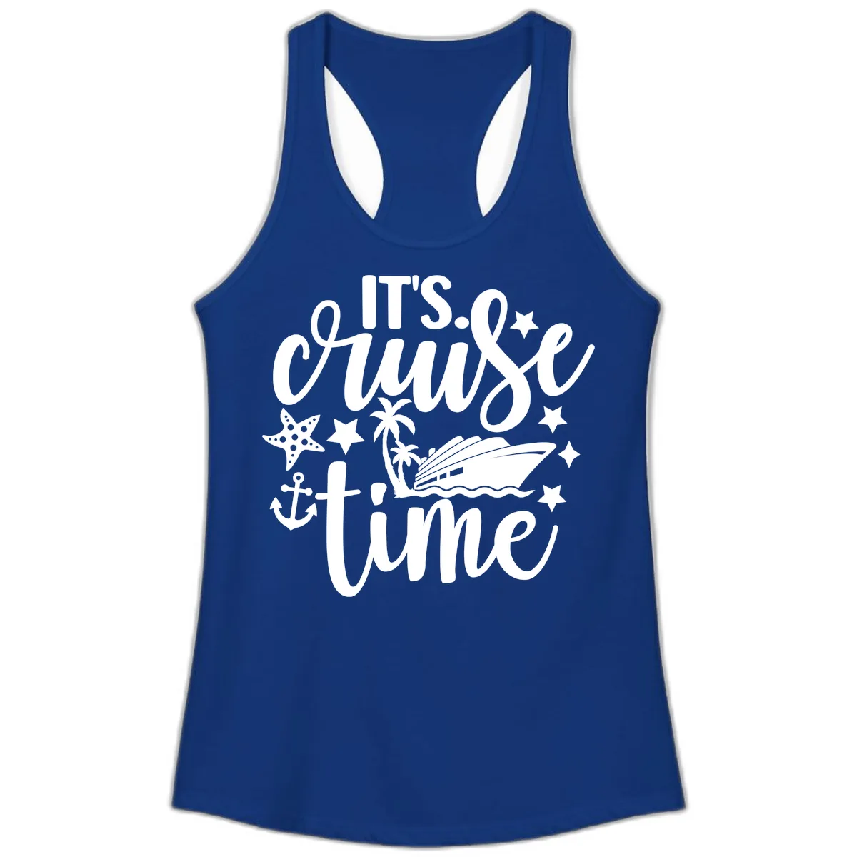 It's Cruise Time Design Ladies Tank in Solid Royal