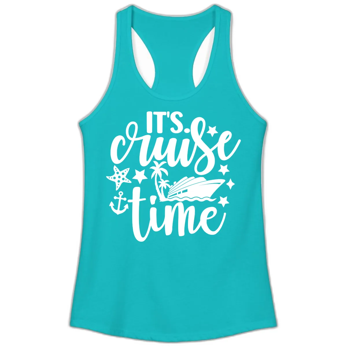 It's Cruise Time Design Ladies Tank in Tahiti Blue