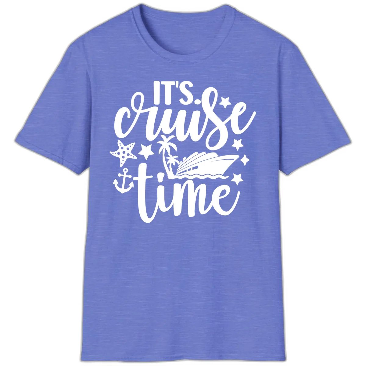 It's Cruise Time Design T-Shirt in Heather Royal