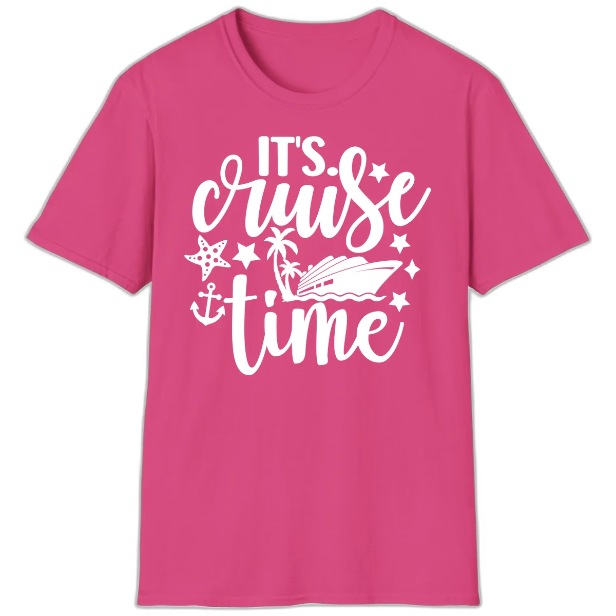 It's Cruise Time Design T-Shirt in Heliconia