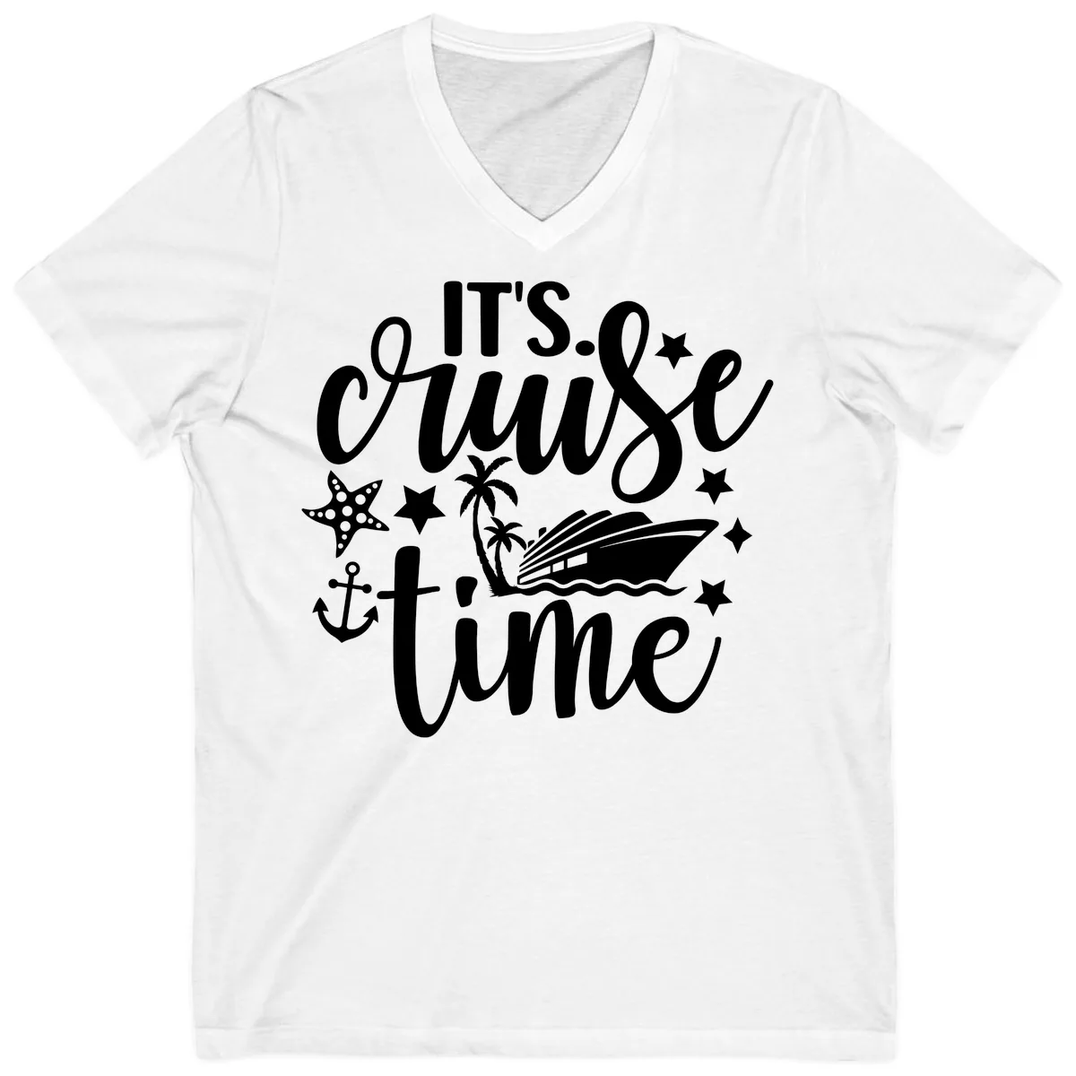 It's Cruise Time Design V-Neck in White