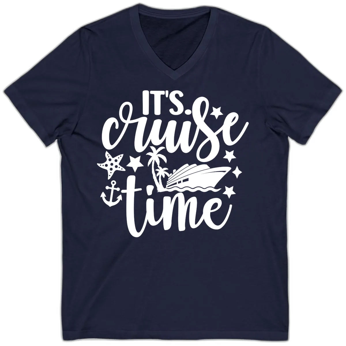 It's Cruise Time Design V-Neck in Navy