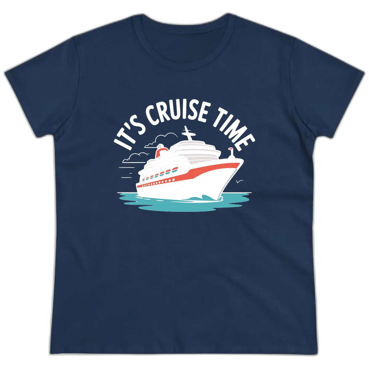 Its Cruise Time Ship Ladies Tee in Navy